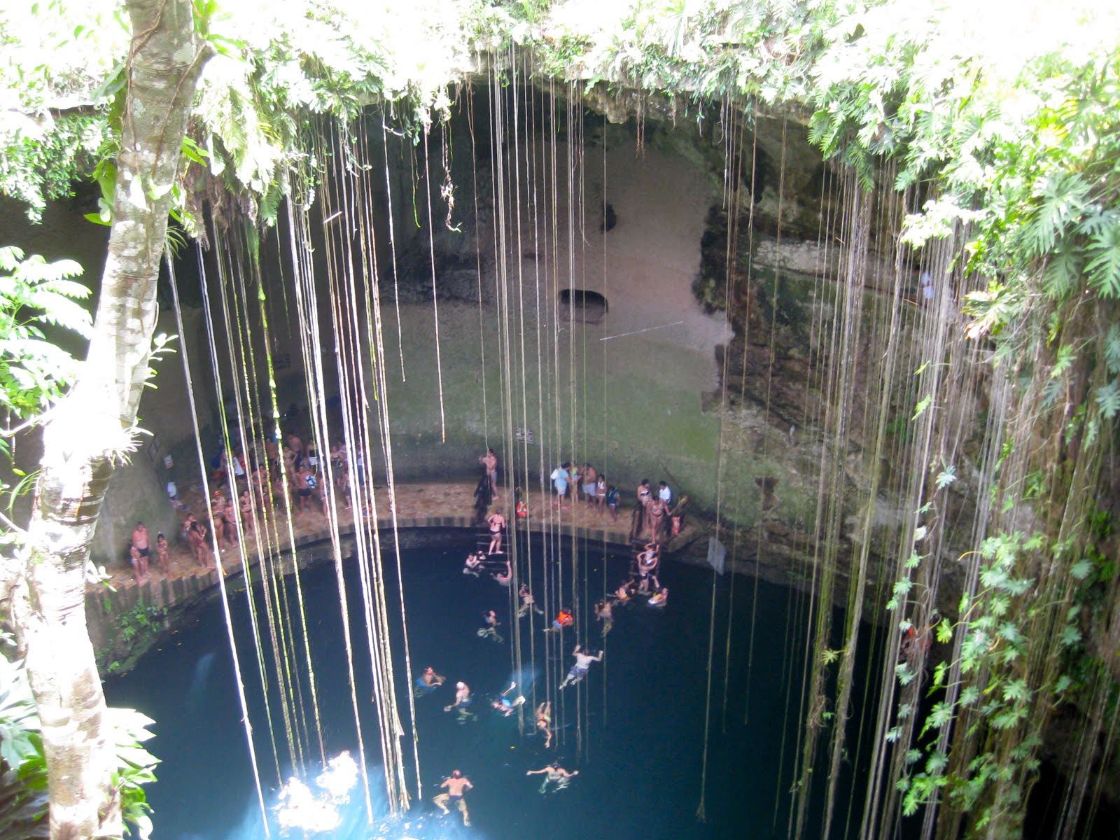 Swimming in Cenote Ik Kil near Chichén Itzá