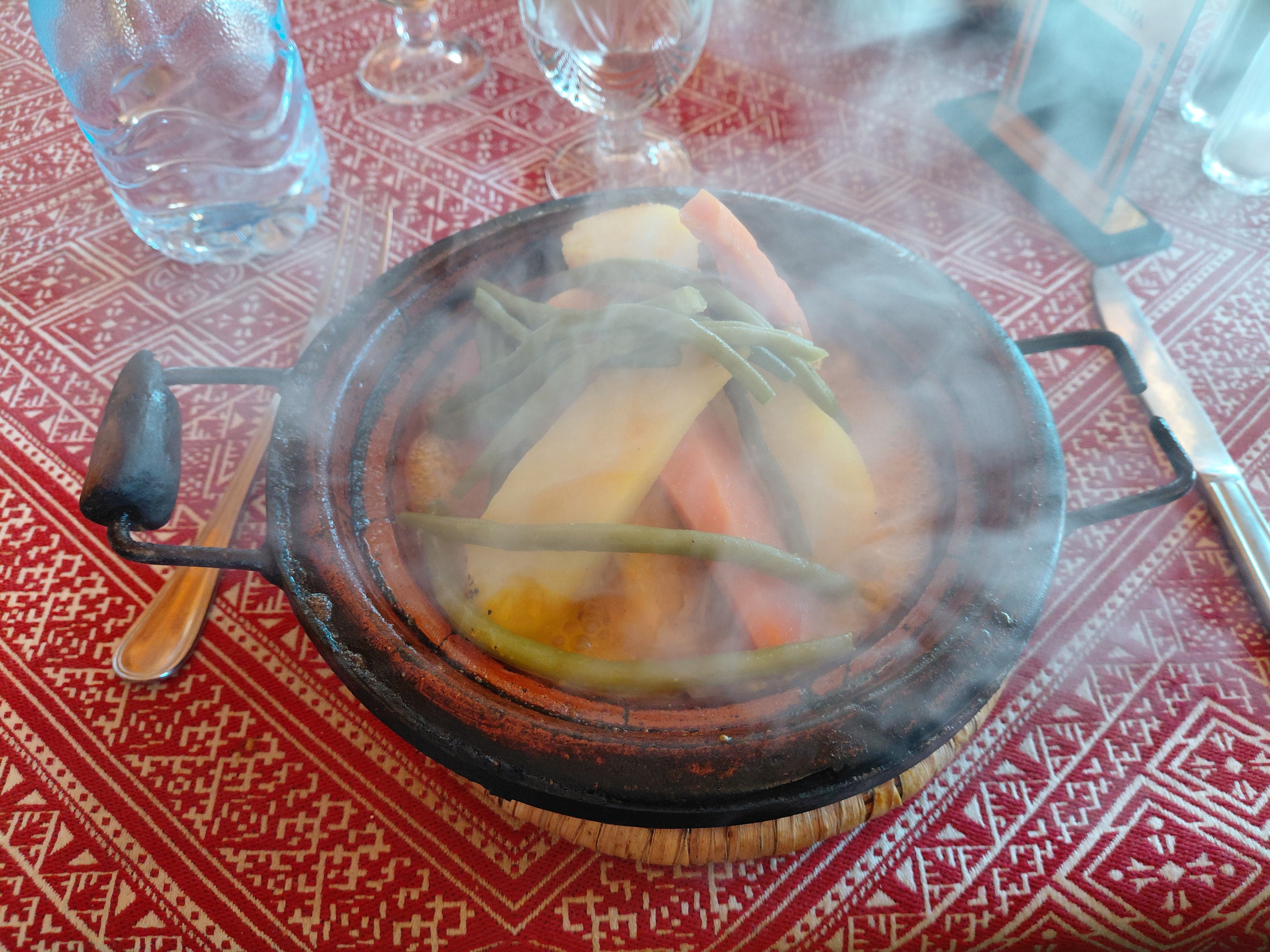 Tagine dish served at Palais Salma restaurant in Meknes