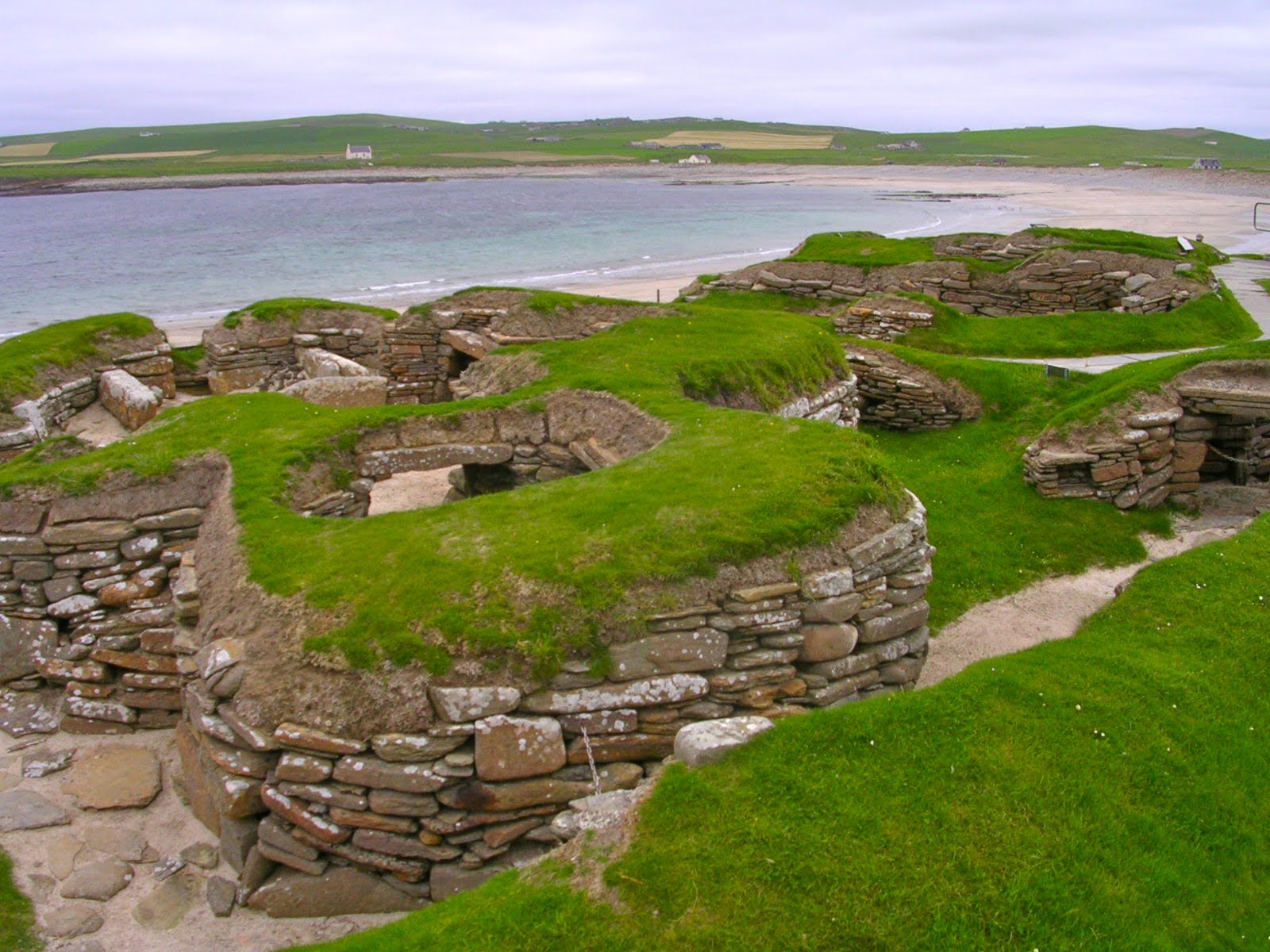 Skara Brae interior with stone dresser and hearth