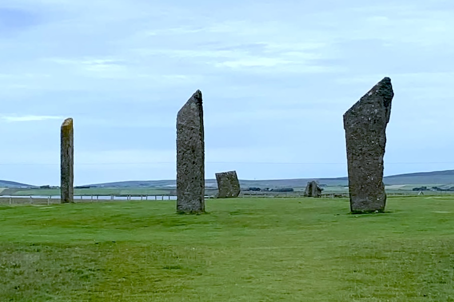 Stones of Steness standing stones at dusk on Orkney