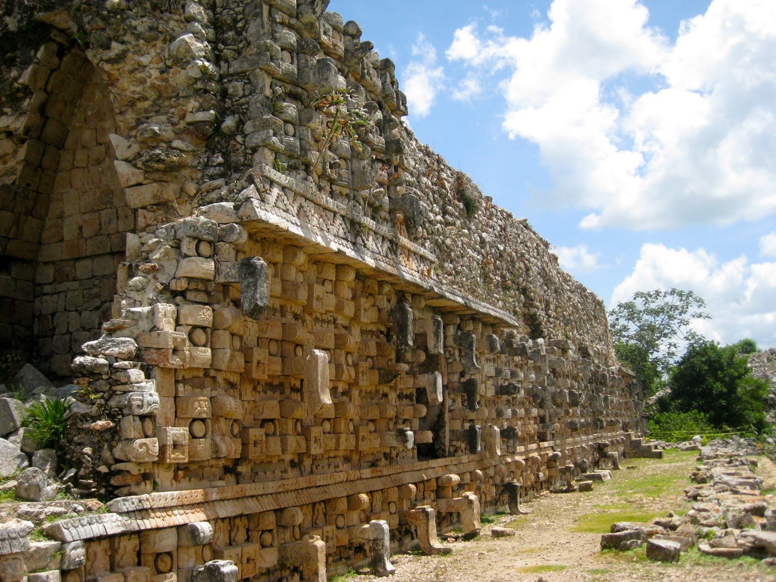Nunnery Quadrangle stone mosaic facades at Uxmal